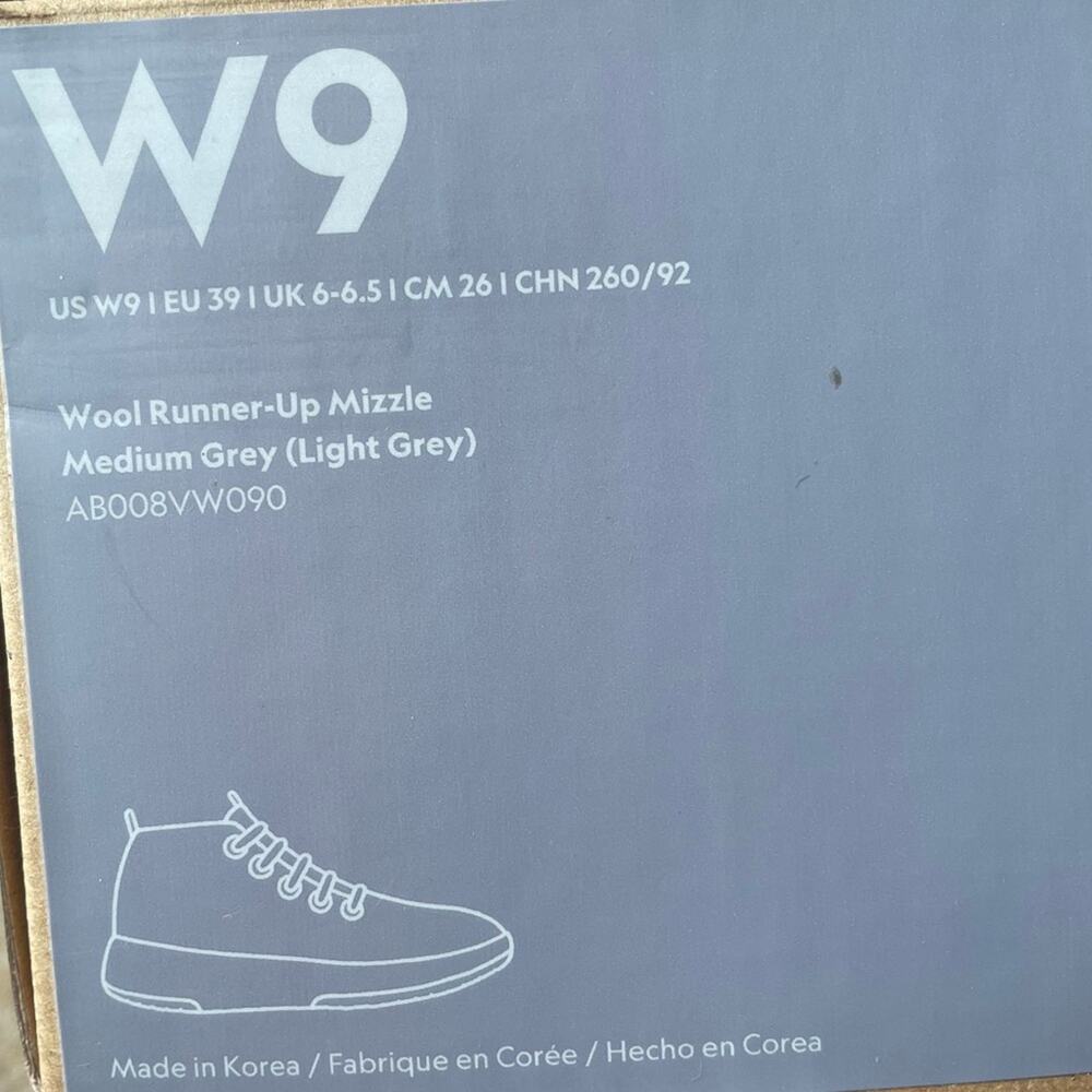 Allbirds Runner‎ Up Wool Mizzle Gray Sneakers NIB Size 9 - Picture 10 of 13